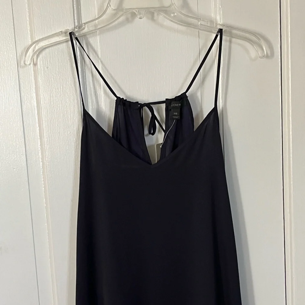 J Crew | Ruffle Hem Sleeveless Maxi Dress Navy Blue Tassels Size XXS